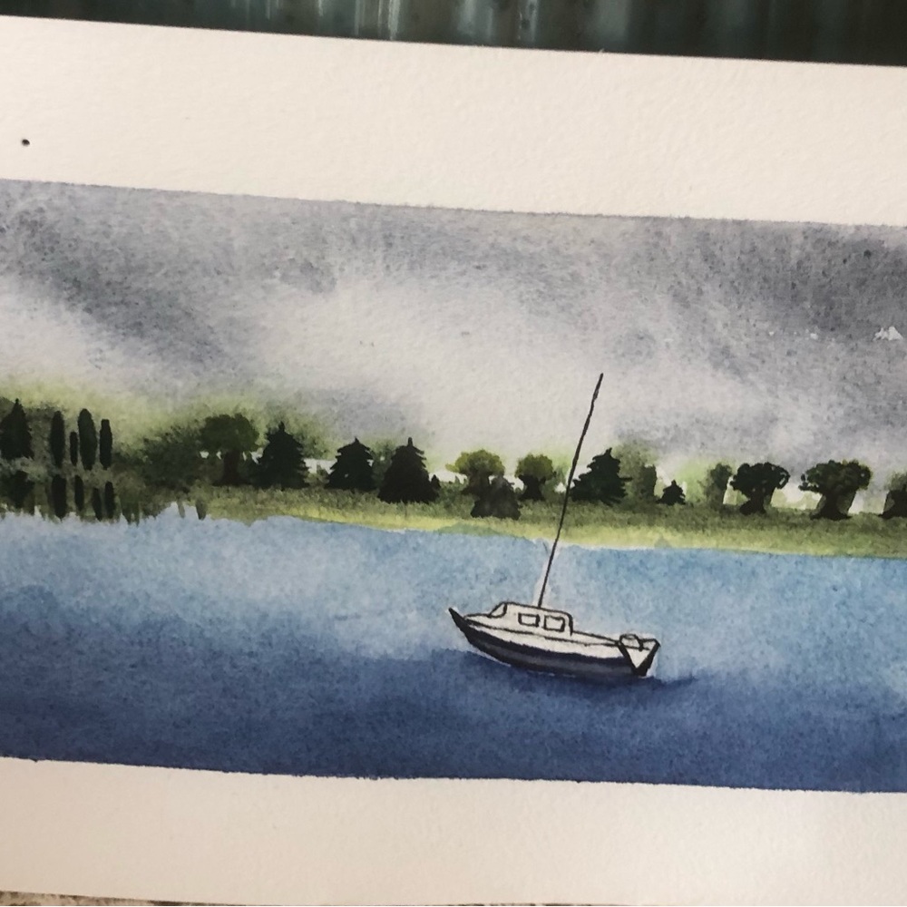 Handmade watercolor painting on a lonely winter’s day.